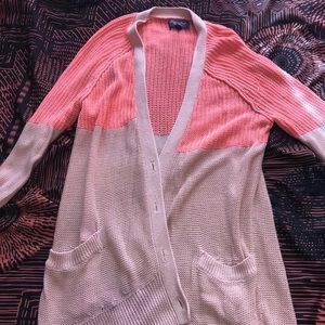 Orange and Cream Cardigan Sweater